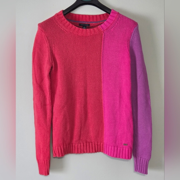 Tommy Hilfigure Colorblock Knit Crewneck Sweater Red,Pink,Purple UNIQUE Sz.Small - Picture 9 of 13